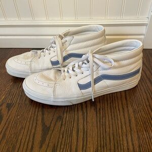 Vans Men's White and Blue High-Top Sneakers